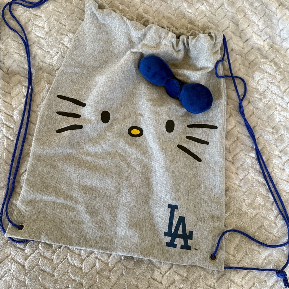 Hello Kitty Gray and Blue Drawstring Bag